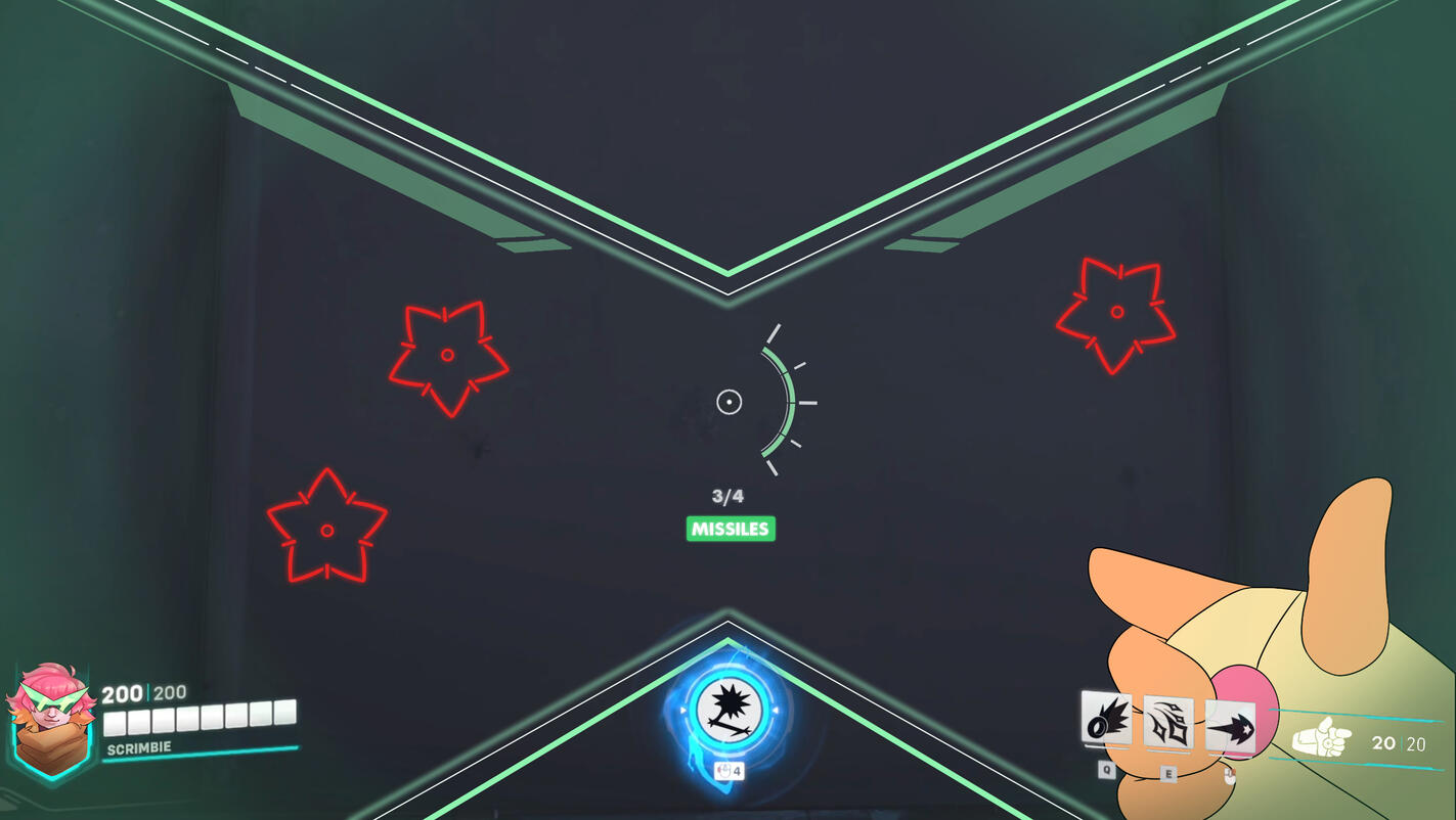 Mockup for a possible in-game HUD, featuring the missile ability.